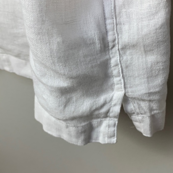 J. Crew Factory White Linen Blend Casual Camp Shirt - Picture 6 of 7
